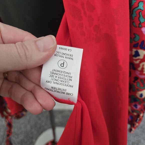 Tanya Taylor Kaylee Silk Red Wrap Blouse women's sz 6 Mixed Animal Print - Picture 8 of 11